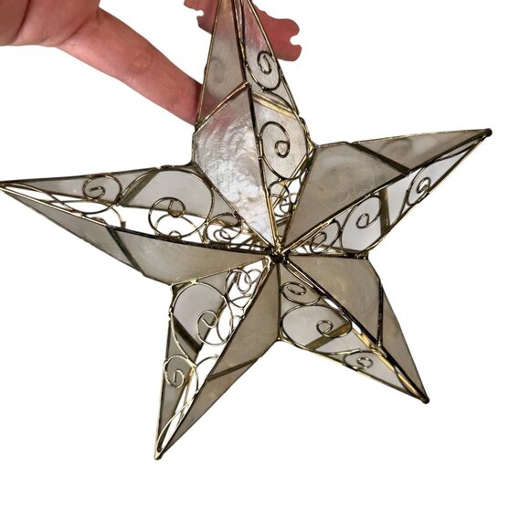 Vintage Capiz Shell Star Violin Christmas Holiday Ornament Lot - Picture 7 of 16